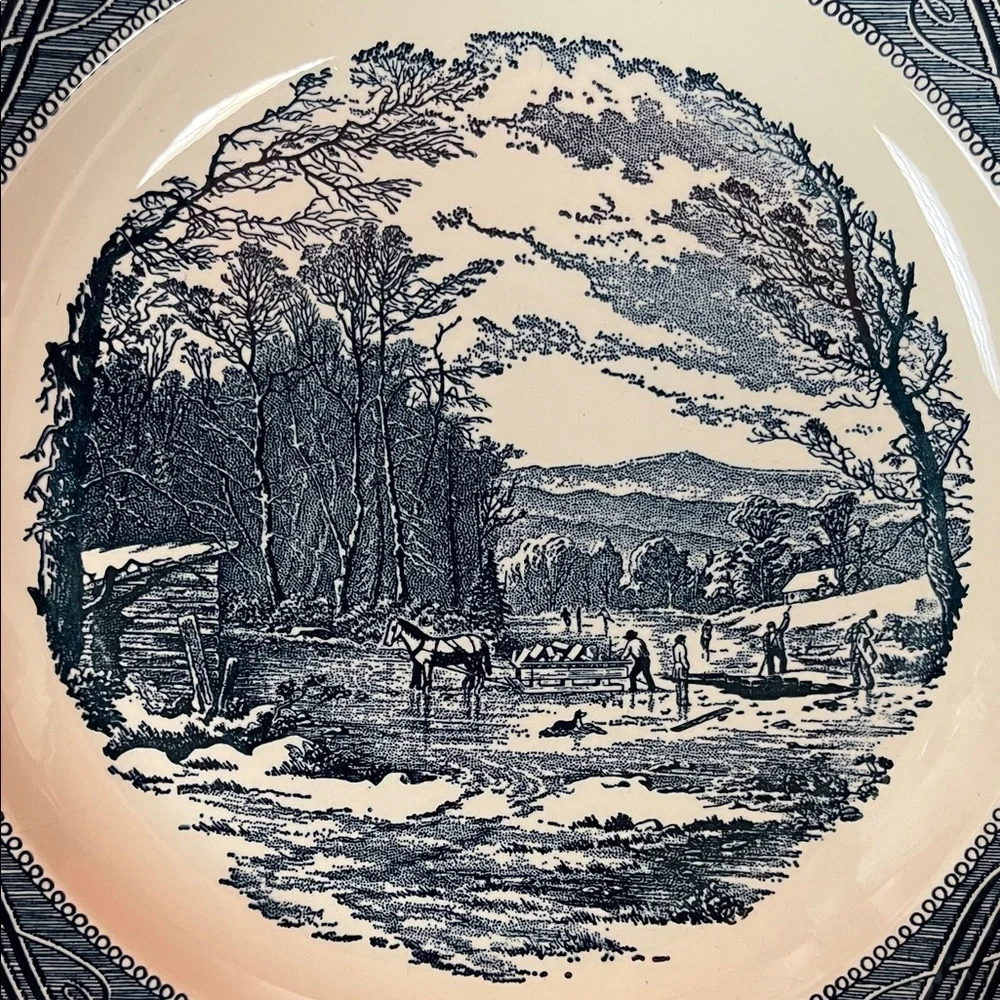 Vintage Scenic Blue and Cream Plate - Picture 2 of 5